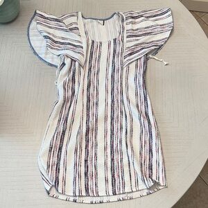 Striped Flutter Sleeve Dress